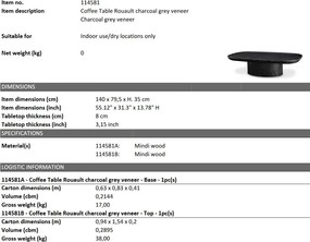 Masuta de cafea design LUX Rouault, 140x78,5cm