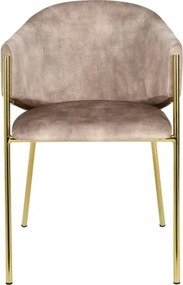 Set de 2 scaune aspect retro, Metal Auriu, Catifea Bej, NOBLESSE A-47582 VC