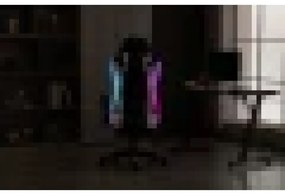 RESIGILAT- ALFORD Scaun gaming cu Masaj in 5 puncte, Perna lombara cu Masaj, Sistem iluminare banda LED RGB, Boxe Bluetooth, suport picioare, PU, Negru/Alb