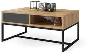 Mazzoni NYX Stejar Artisan/Antracit (Gri închis) - MĂSUȚĂ DE CAFEA MODERNĂ CU SERTAR LOFT