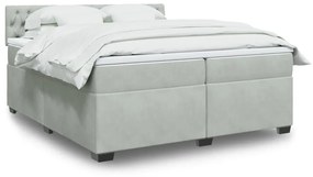 3288708 vidaXL Pat box spring cu saltea, gri deschis, 200x200 cm, catifea