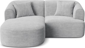 Colțar gri deschis cu tapițerie din catifea reiată (cu colț pe partea stângă/cu șezlong) Campi – Cosmopolitan Design