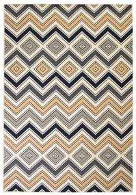 Covor modern, design zigzag, 80 x 150 cm, maro negru albastru 80 x 150 cm, zigzag