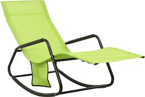 vidaXL Șezlong de plajă, verde, oțel și textilenă
