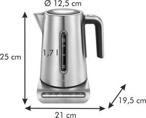 Ceainic electric argintiu din oțel inoxidabil 1.7 l President – Tescoma