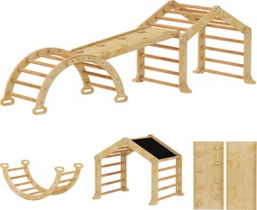 AIYAPLAY Cadrul de cățărat 9-în-1 pentru interior, rampă, tobogan, scară, tablă de scris, pentru copii mici, lemn | Aosom Romania