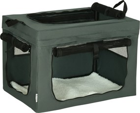 PawHut Geantă de Transport Moale pentru Câini Mini și Pisici, Cușcă de Călătorie cu Pernă Detașabilă, Geantă de Transport și Uși Din Plasă Respirabilă, 60x42x42 cm, Gri | Aosom Romania