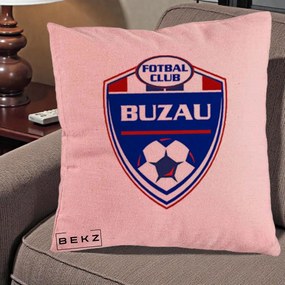 Perna Personalizata FC Buzau Fotbal, 40x40 cm, Roz, Husa Detasabila, Perna Inclusa, BEKZ®