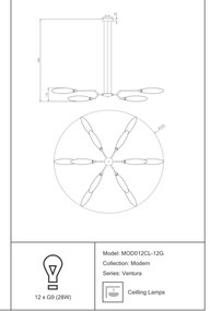 Lustra moderna design minimalist 127cm Ventura MYMOD012CL-12G