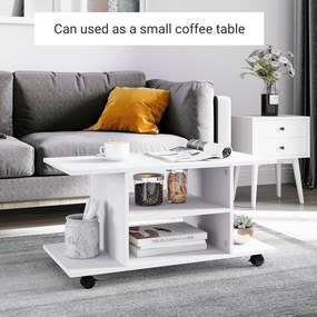 HomCom, comoda TV din lemn cu roti, 80x40x40cm, alb | Aosom Ro