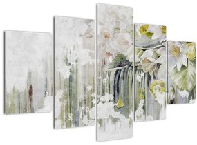 Tablou - Flori albe, vintage (150x105 cm)