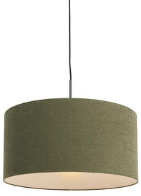 Lampă suspendată neagră cu abajur verde 50 cm - Combi 1