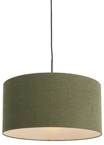 Lampă suspendată neagră cu abajur verde 50 cm - Combi 1