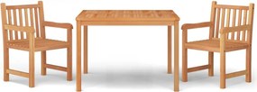 vidaXL Set de masă pentru grădină, lemn masiv de tec, 3 piese