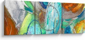 Tablou - Abstract colorat (cu ceas) (90x30 cm)