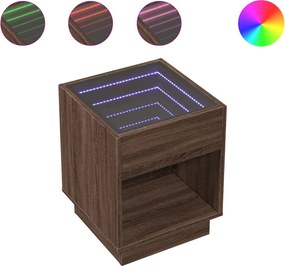 vidaXL Măsuță de cafea cu LED infinity, stejar maro, 40x40x50 cm