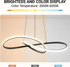 Brilagi - Lustra LED reglabilă pe cablu INFINITY LED/80W/230V 80x80 cm neagră + telecomandă