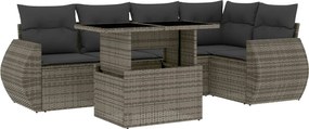 vidaXL Set mobilier grădină cu perne, 6 piese, gri, poliratan