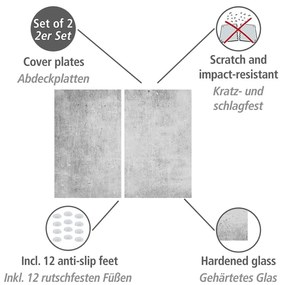 Protecții de aragaz 2 buc. din sticlă temperată 52x30 cm Concrete – Allstar