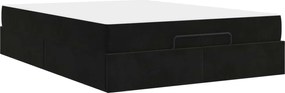 vidaXL Cadru de pat cu saltea cu saltea 2 pcs Negru Catifea