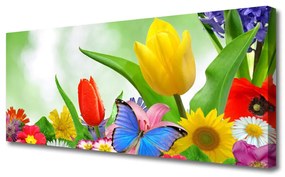 Tablou pe panza canvas Butterfly Flori Natura Multi