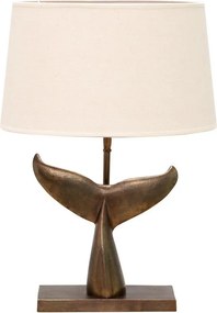 Lampă de masă cu bază din aluminiu și abajur din in, H58 cm, "Whale Tail"