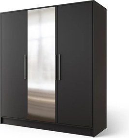 Dulap cu 3 usi si oglinda Alarica 180x60x200 cm – Negru