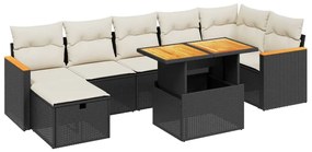 3276045 vidaXL Set mobilier de grădină cu perne, 8 piese, negru, poliratan