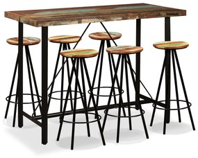 vidaXL Set mobilier de bar, 7 piese, lemn masiv reciclat