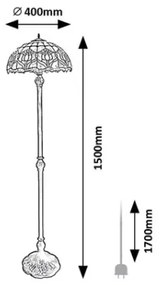 Brilagi - Lampă de podea Tiffany cu vitralii LORAS 2xE27/60W/230V