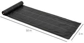 Outsunny Folie Neagră de Mulci 50x2m, Protecție UV, pentru Grădină, Sera, Drenaj Eficient | Aosom Romania