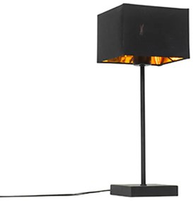 Lampă de masă modernă cu abajur din stofă neagră cu auriu - VT 1