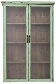 Vitrina verde, din lemn cu aspect vintage, Hazem