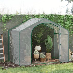 Outsunny Sera Cabina Portabila 6' x 3' x 6', Folie PE, Sera de Gradina cu Cadru de Otel, Usa cu Fermoar, Aerisire Superioara, pentru Flori, Legume, Puieti, Plante Tropicale, Verde | Aosom Romania