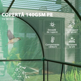 Outsunny Seră de grădină 2 m² dim. 2L x 1l x 1,78H m 2 Uși cu fermoar rulabile Oțel PE Densitate înaltă 140 g/m² Anti-UV alb | Aosom Romania