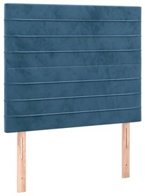 Cadru de pat cu tablie, albastru inchis, 120x200 cm, catifea Albastru inchis, 120 x 200 cm, Benzi orizontale