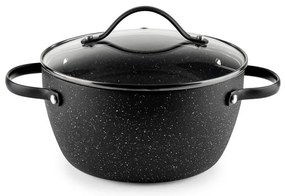 Cratiță Luigi Ferrero Symphony FR-2010, 20x10.5 cm, 2.6 l, Acoperire antiaderentă, Capac din sticlă cu gaură pentru abur, Mânere din oțel cu PVD, Inducție, Marmură neagră