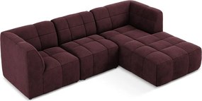 Colțar burgundy cu tapițerie din catifea (cu colț pe partea dreaptă/cu șezlong) Aloha – Makamii