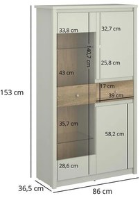 Vitrină Kodro 2 (cașmir + stejar evoke). 1116925