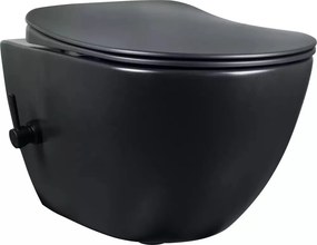 Set vas WC suspendat cu functie de bideu Deante Peonia Zero negru si capac inchidere lenta