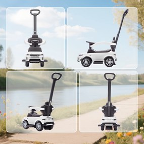 AIYAPLAY Mașinuță de Împins pentru Copii LAND ROVER DISCOVERY, 2-în-1 cu Mâner și Barieră de Siguranță, Alb | Aosom Romania