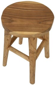 Taburet din lemn de teak reciclat, Ø 40X55 cm, Bulat, Mauro Ferretti