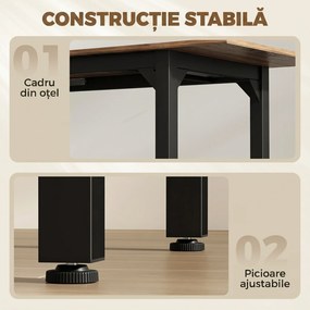HOMCOM Set Masă Da Dining Extensibil 160 cm Cm, Negru Nuc | Aosom Romania