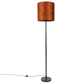 Lampă de podea cu abajur din catifea neagră portocaliu 40 cm - Simplo