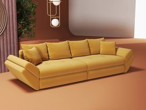 Canapea extensibilă dumonde cu ladă de depozitare si sezut confortabil din spuma high-density, Loana Royal Mustar 300x100 cm