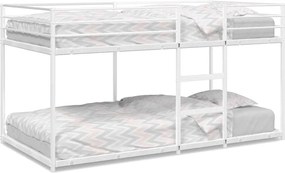 vidaXL Pat supraetajat fără saltea alb 75x190 cm oțel