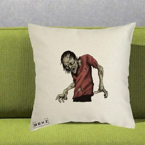 Perna Decorativa Halloween Zombie Infricosator, 40x40 cm, Ecru, Husa Detasabila, Perna Inclusa, BEKZ®