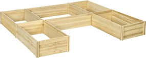 Outsunny Set 5 Jardiniere Modulare de Exterior din Lemn de Brad, pentru Grădinărit și Decor, Natural | Aosom Romania