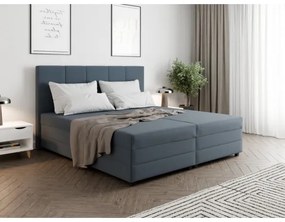 Pat tapițat ISABEL 160x200, cu saltea cu arcuri și spațiu de depozitare, gri