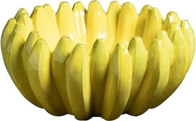 Bol galben de fructe, fructiera, din ceramica, D30cm Banana
